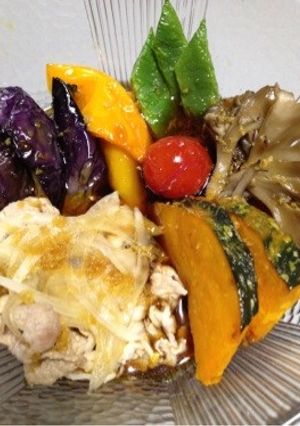 夏野菜の揚げびたし茹で豚添え-レシピのメイン写真
