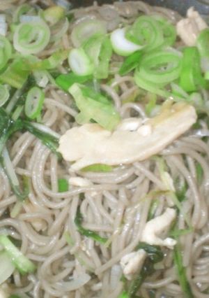鶏としし唐のパスタ風そば-レシピのメイン写真