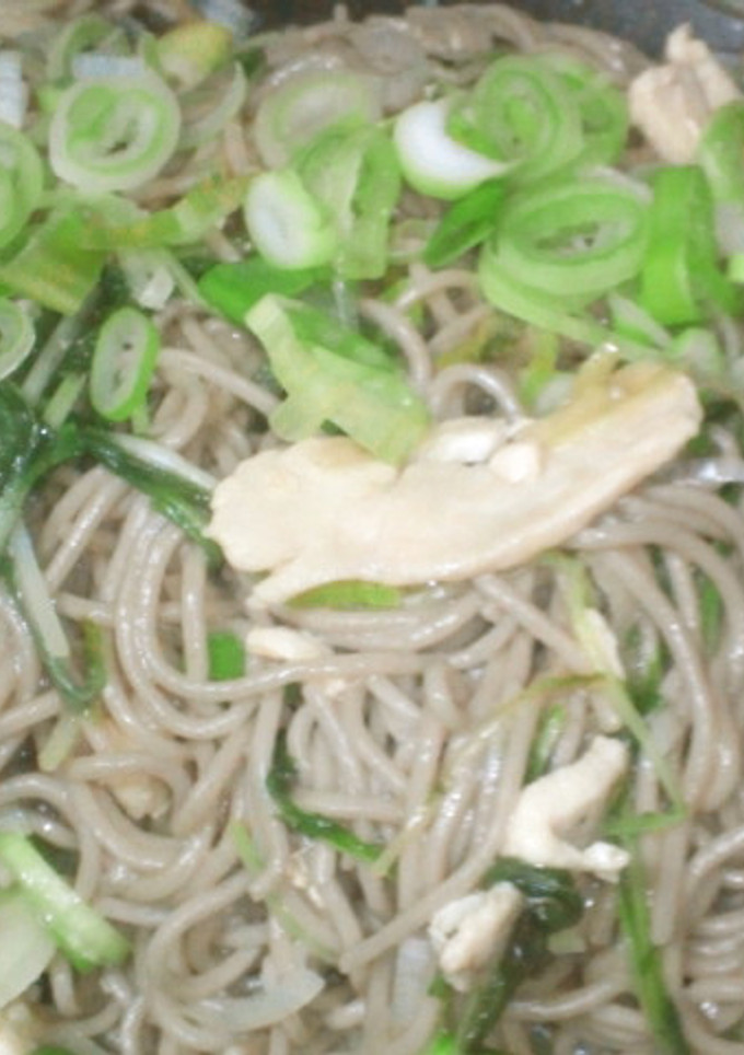 鶏としし唐のパスタ風そば-レシピのメイン写真