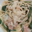 簡単☆菜の花とほうれん草のクリームパスタ