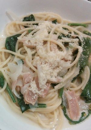 簡単☆菜の花とほうれん草のクリームパスタ-レシピのメイン写真