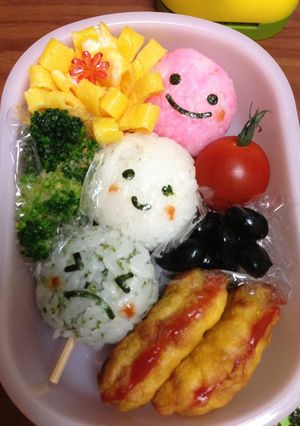 お花見 キャラ弁 三色だんごチャン-レシピのメイン写真