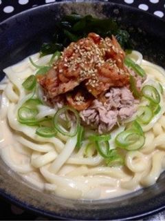 韓国風*豆乳とキムチの冷やしうどん♪-レシピのメイン写真