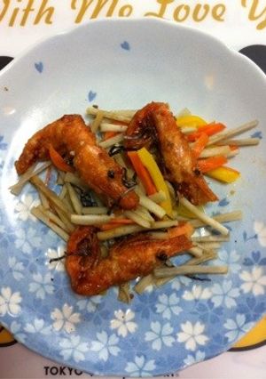 えびの唐揚げの糀ぽん＆塩昆布サラダ-レシピのメイン写真