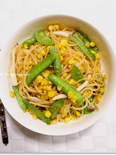 きぬさやコーンのガーリック醤油和風パスタ-レシピのメイン写真