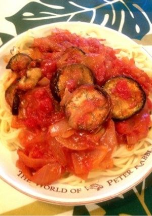 簡単ナスのトマトソースパスタ♡-レシピのメイン写真