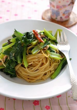味付けは塩昆布だけ！ツナと小松菜のパスタ-レシピのメイン写真
