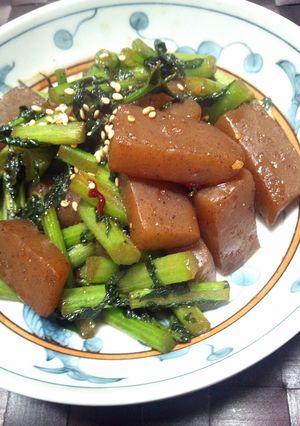 大根菜とこんにゃくの味噌炒め-レシピのメイン写真