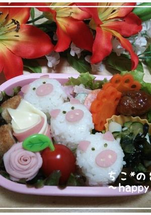 簡単キャラ弁!!俵おにぎりdeぶたさん-レシピのメイン写真