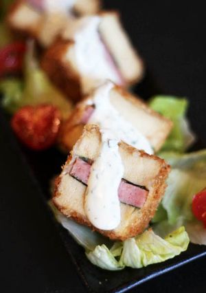 高野豆腐のスパム挟み揚げ☆さっぱりソース-レシピのメイン写真