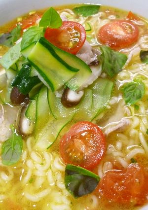 爽やか～♪バジル香るトマト塩ラーメン-レシピのメイン写真