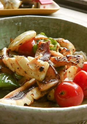 イカとカラフル野菜のポン酢炒め♬-レシピのメイン写真