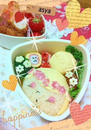 花の髪飾りの女の子キャラ弁-レシピのメイン写真