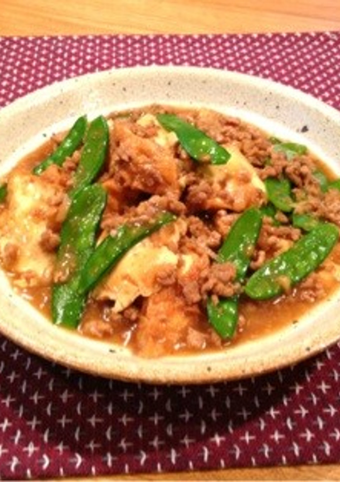 厚揚げと絹さやの挽肉炒め-レシピのメイン写真