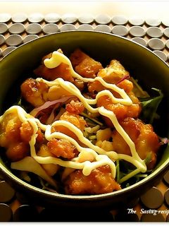 唐揚げリメイク!簡単!麺つゆで+唐揚げ丼-レシピのメイン写真