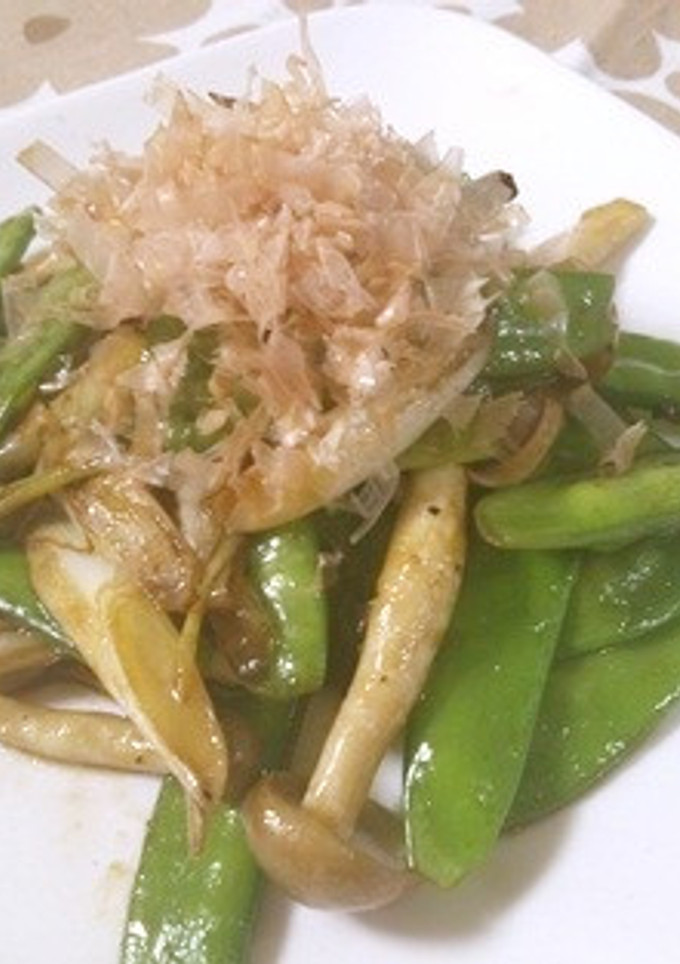 宮城旬野菜　絹さやとシメジのソース炒め-レシピのメイン写真