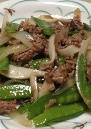 簡単☆絹さやと合挽き肉の塩味風味～★-レシピのメイン写真