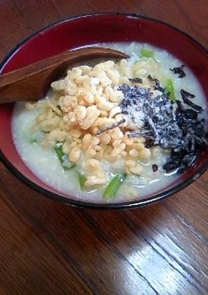 あらら？おかゆに天かす＋塩こんぶで！-レシピのメイン写真