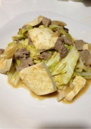 豆腐とキャベツと豚肉にんにく炒め-レシピのメイン写真