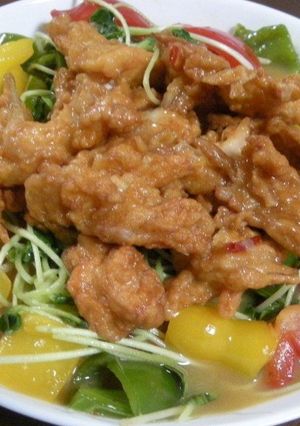 さつま揚げとオクラの新芽で簡単一皿-レシピのメイン写真