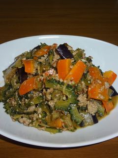 ゴーヤとナスのひき肉炒め-レシピのメイン写真