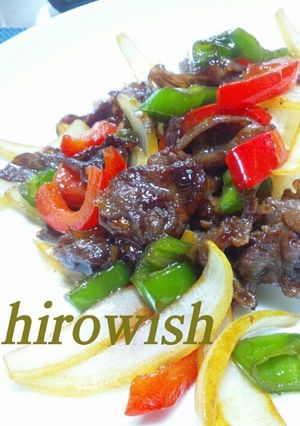 牛肉・ピーマン・玉ねぎのオイスター炒め☆-レシピのメイン写真