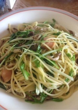 水菜としめじのアッサリパスタ-レシピのメイン写真