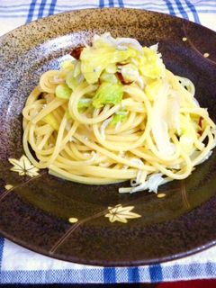 しらすとキャベツのペペロンチーノ♪-レシピのメイン写真