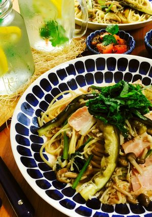 白だしで簡単♪キノコとなすの和風ﾊﾟｽﾀ-レシピのメイン写真