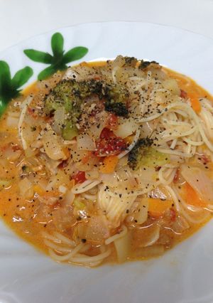 トマトクリームスープパスタ-レシピのメイン写真
