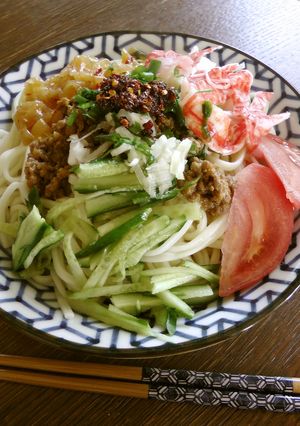 夏*肉味噌サラダうどん-レシピのメイン写真