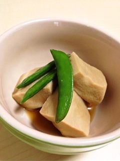 こうや豆腐とスナップえんどうの煮物-レシピのメイン写真