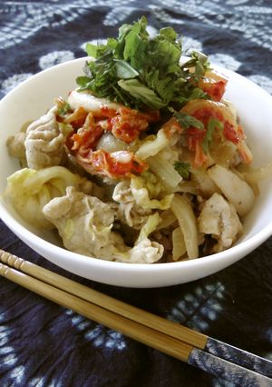 春＊新玉葱と春キャベツのキムチ豚肉丼-レシピのメイン写真
