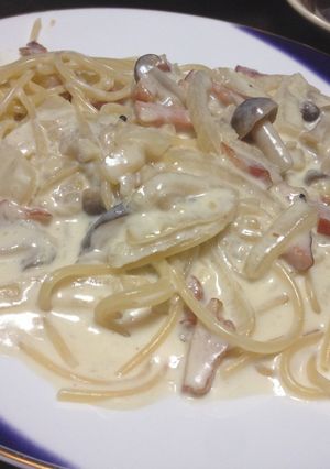 干し椎茸からの濃深クリームパスタ-レシピのメイン写真