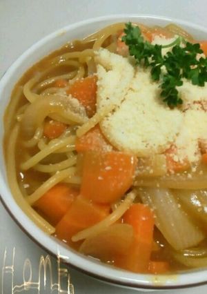 人参と玉ねぎの簡単カレーパスタ♪-レシピのメイン写真