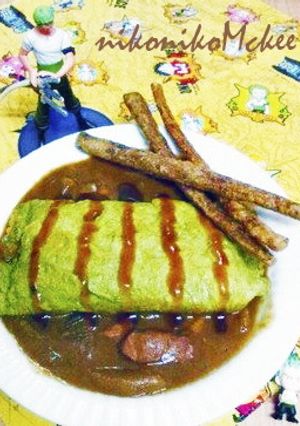 ワンピース簡単ゾロ刀と腹巻カレー薄焼卵編-レシピのメイン写真