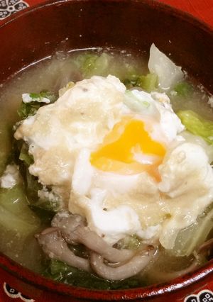 落とし卵と炒め野菜のみそ汁-レシピのメイン写真