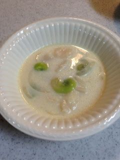 ホタテとそら豆のクリームスープ-レシピのメイン写真