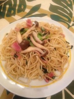 チンゲン菜とベーコンの和風パスタ♡-レシピのメイン写真