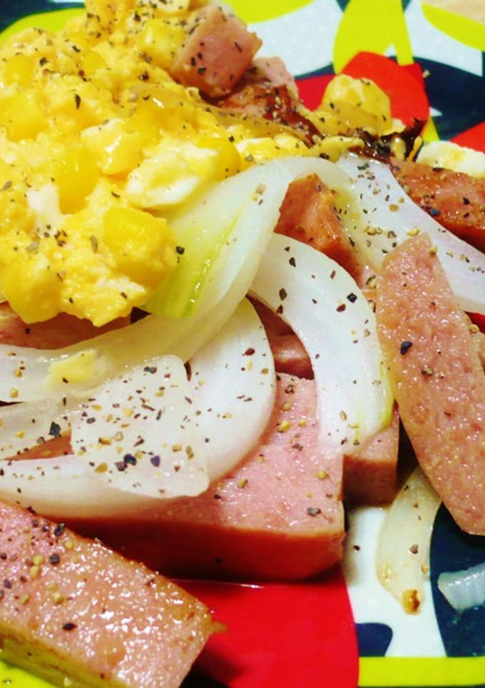 ＳＰＡＭのとろとろ卵かけソテー♪-レシピのメイン写真