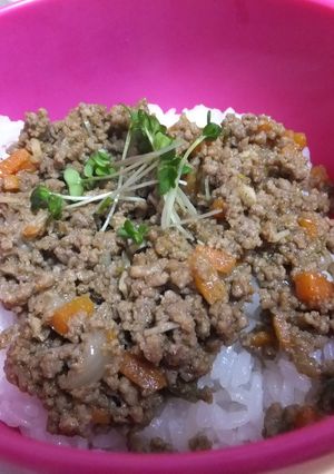 カレー味ひき肉&たっぷり野菜の丼-レシピのメイン写真