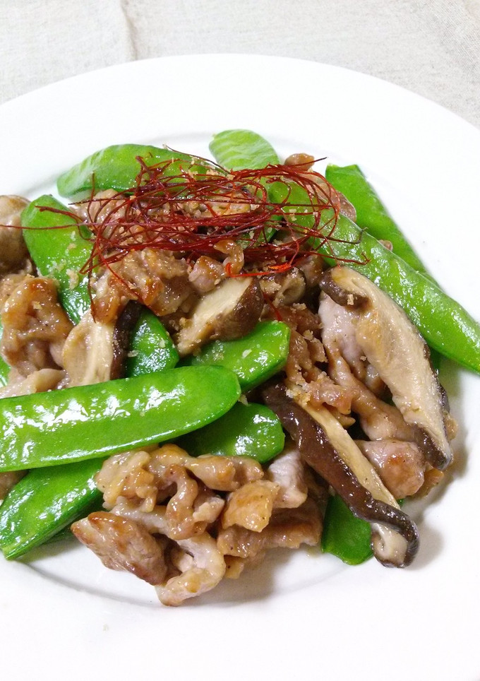 絹さやと豚肉の中華炒め-レシピのメイン写真