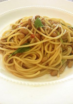 なめ茸と納豆のとろりんパスタ-レシピのメイン写真
