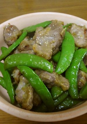 砂ずりとスナップエンドウのカレー風味炒め-レシピのメイン写真