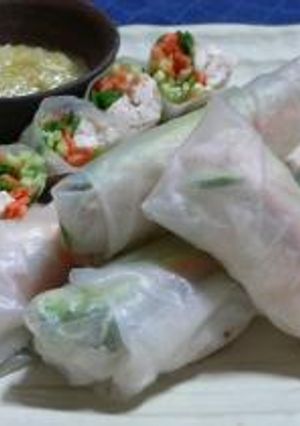 鶏の生春巻　ねぎソース添え-レシピのメイン写真
