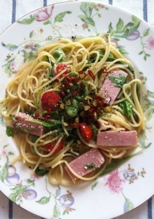 スパムの春野菜ペペロンチーノ-レシピのメイン写真