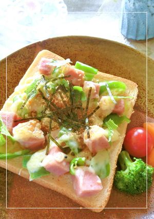 スパム×ピーマンの梅わさび和トースト-レシピのメイン写真