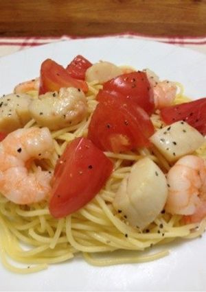 トマト・帆立・むきえびで☆和風冷製パスタ-レシピのメイン写真