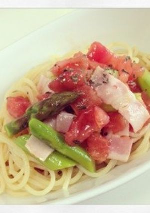 暑い日に♪トマトとアスパラの冷製パスタ☆-レシピのメイン写真