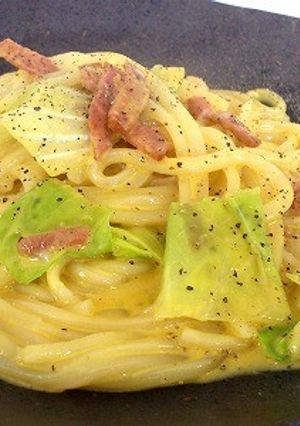 春キャベツのカルボ風カレーうどん-レシピのメイン写真